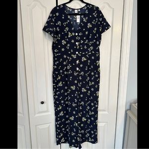 NWT GAP Navy Floral Print Button-Up Jumpsuit